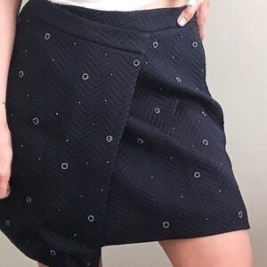 🍓🍕🪻CLOSEOUT Vince Camuto Wrap Mini Skirt Bedazzled Embellished Sequin Blue